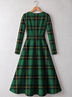 "Tandiko" Long Sleeve Sweetheart Midi Dress — back view