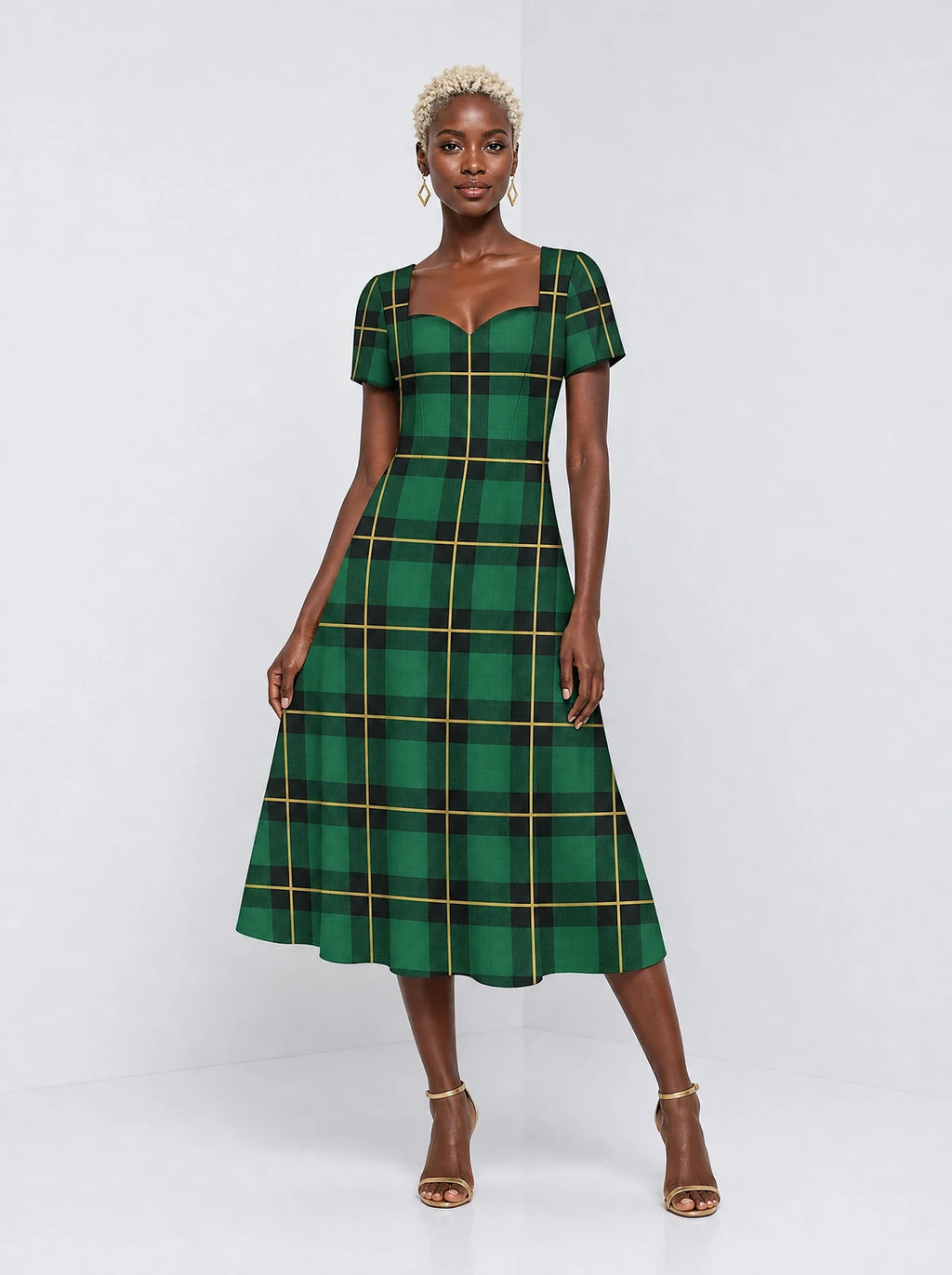 "Tandiko" Sweetheart Midi Dress — front view on model