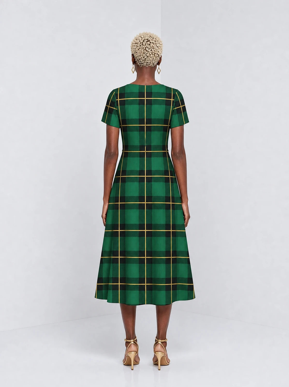 "Tandiko" Sweetheart Midi Dress — back view on model