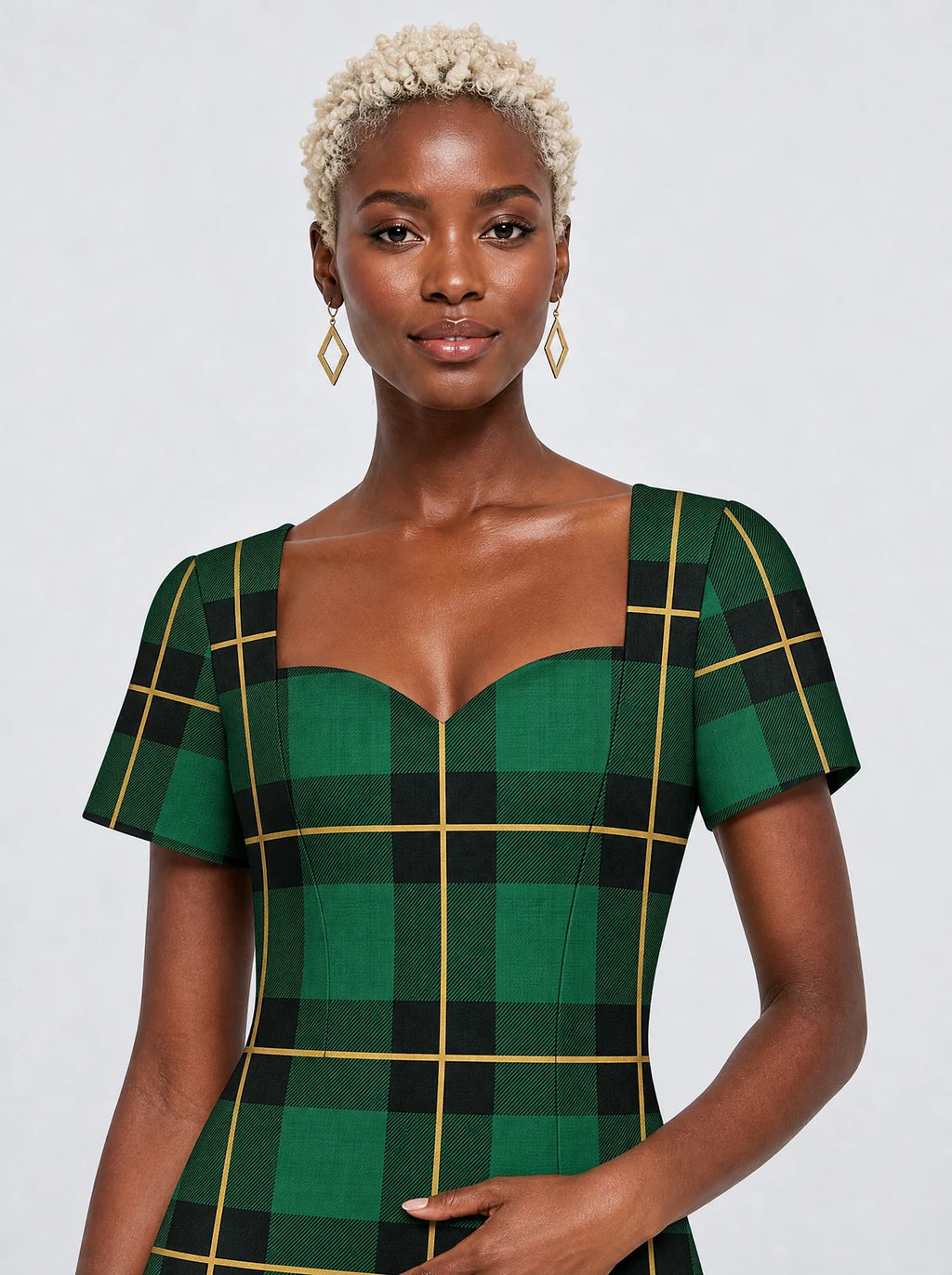 "Tandiko" Sweetheart Midi Dress — styled on model