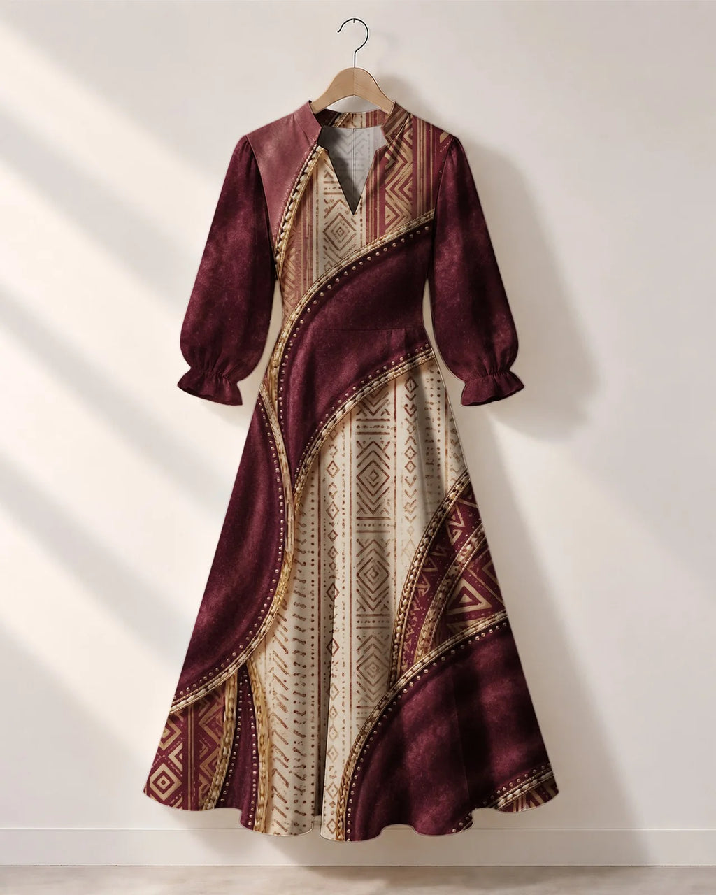 "Tapa" Long Puff Sleeve Dress
