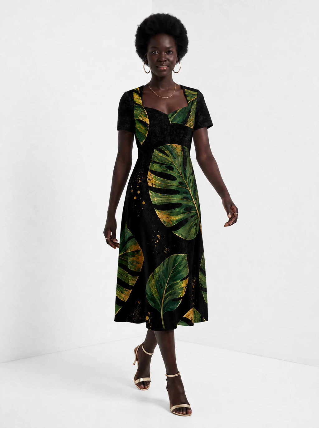 "Tatu" Sweetheart Midi Dress — front view on model