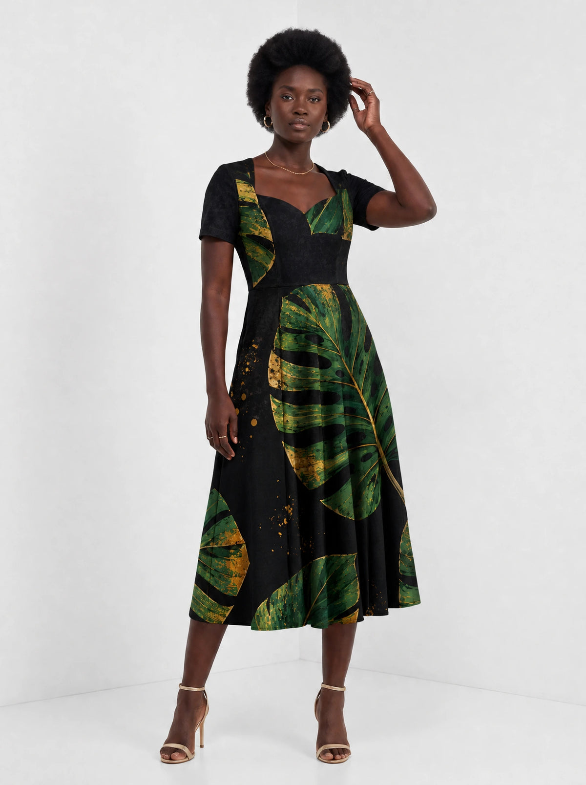 "Tatu" Sweetheart Midi Dress — styled on model