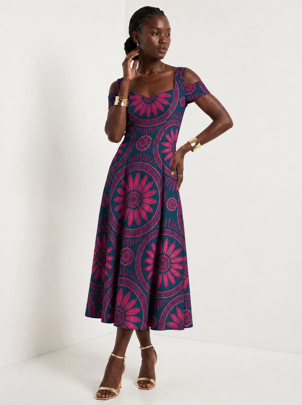"Tausi" Sweetheart Midi Dress