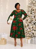 "Tawi" Long Sleeve Sweetheart Midi Dress