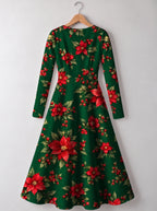 "Tawi" Long Sleeve Sweetheart Midi Dress — back view