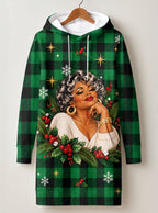 "Theluji" Christmas Hoodie Dress — front flat