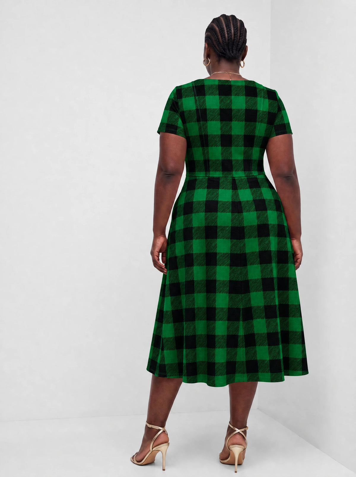 "Theluji" Christmas Sweetheart Midi Dress — back view on model