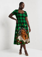 "Theluji" Christmas Sweetheart Midi Dress — styled on model