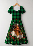 "Theluji" Christmas Sweetheart Midi Dress — front flat