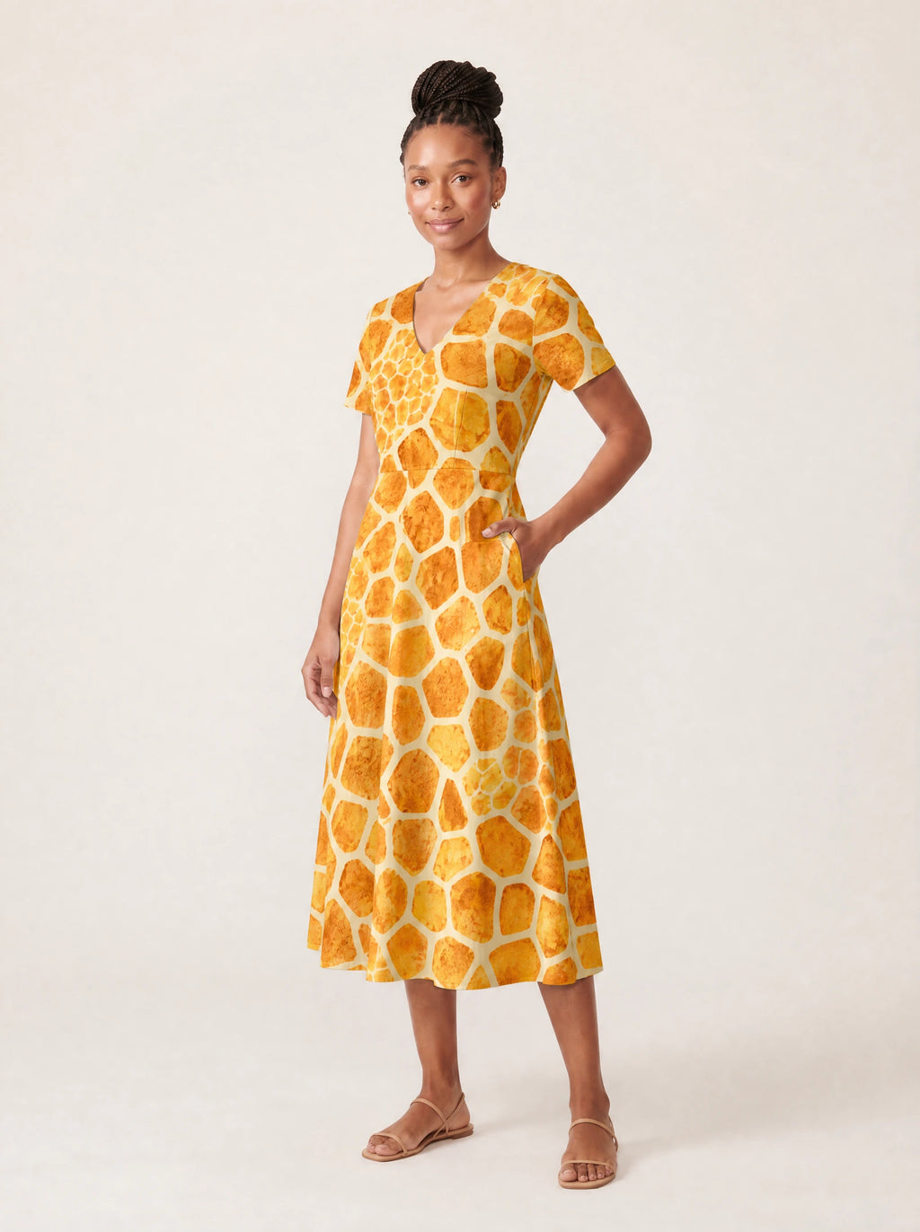 "Twiga" V Neck Midi Dress — full body