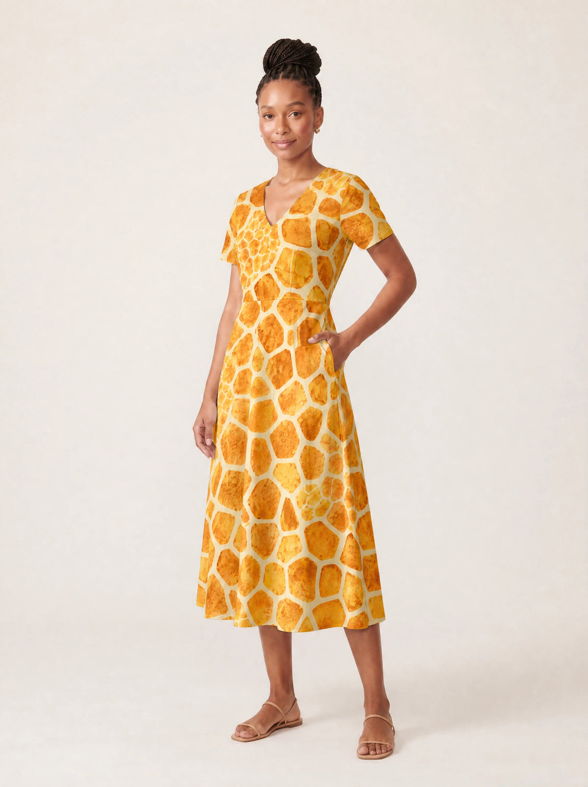"Twiga" V Neck Midi Dress — full body