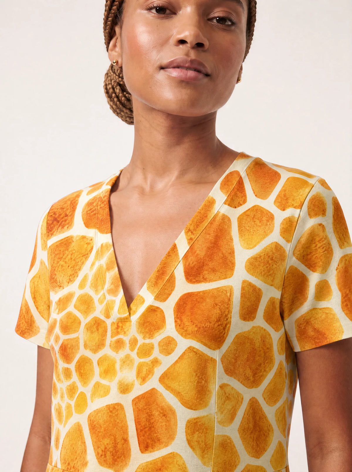 "Twiga" V Neck Midi Dress — on model