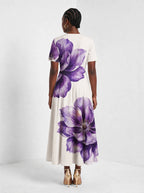 "Ua" Short Sleeve Maxi Dress — back view on model