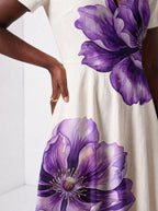 "Ua" Short Sleeve Maxi Dress — standing, angled view on model