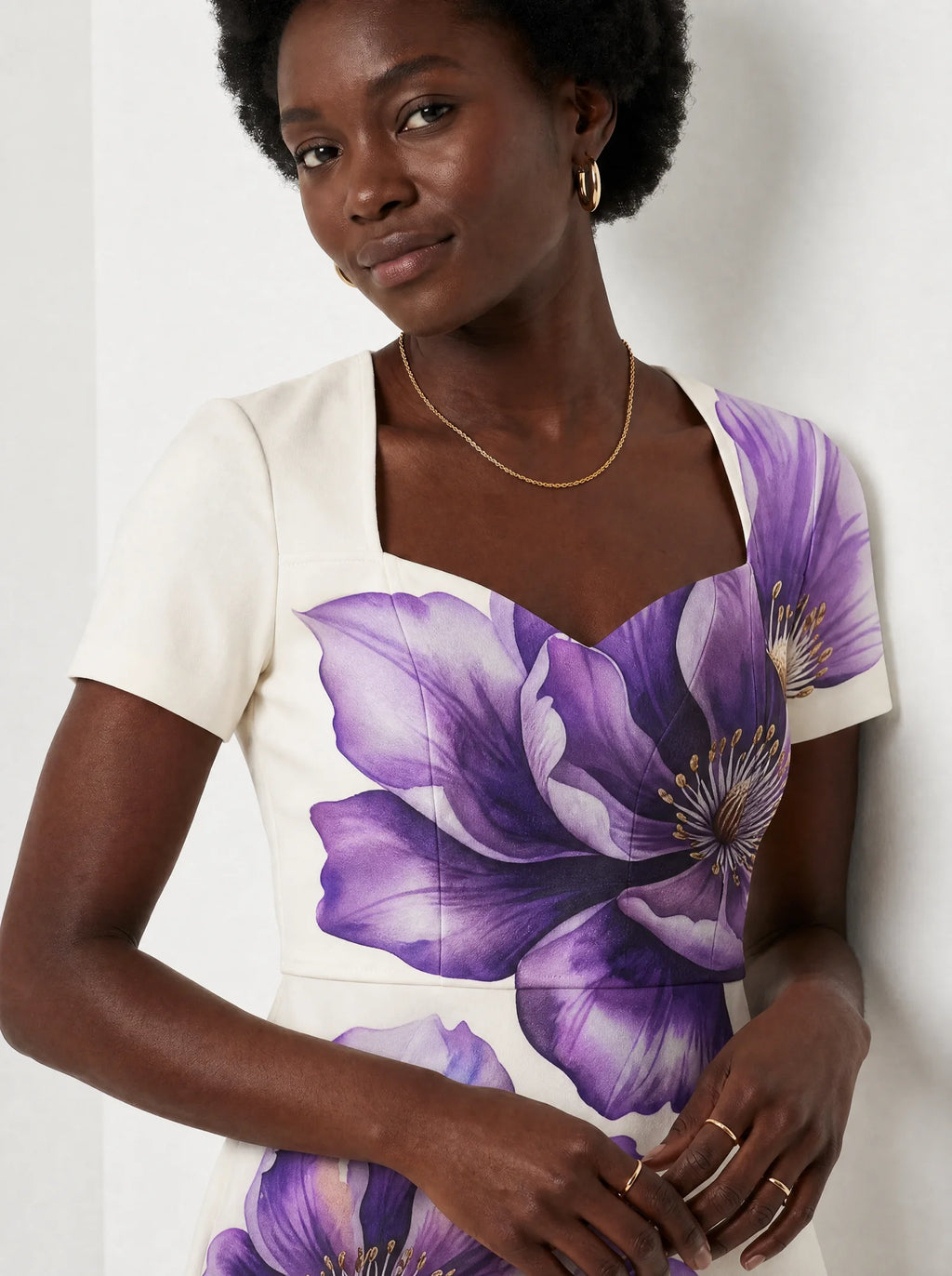 "Ua" Sweetheart Midi Dress — three-quarter view on model
