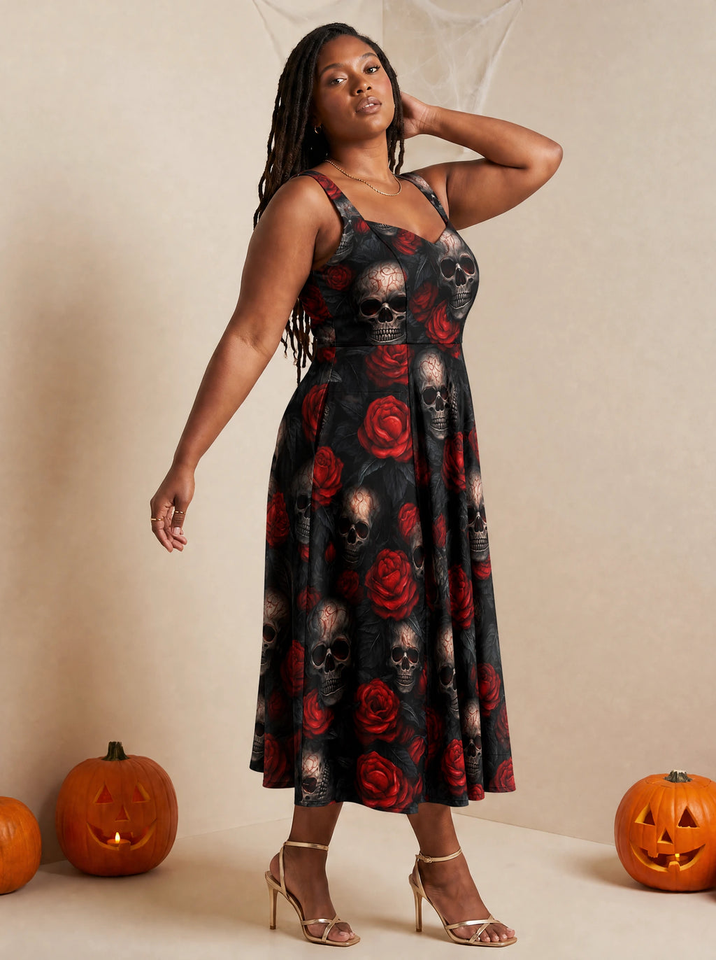 "Uchawi" Corset Dress — three-quarter view on model