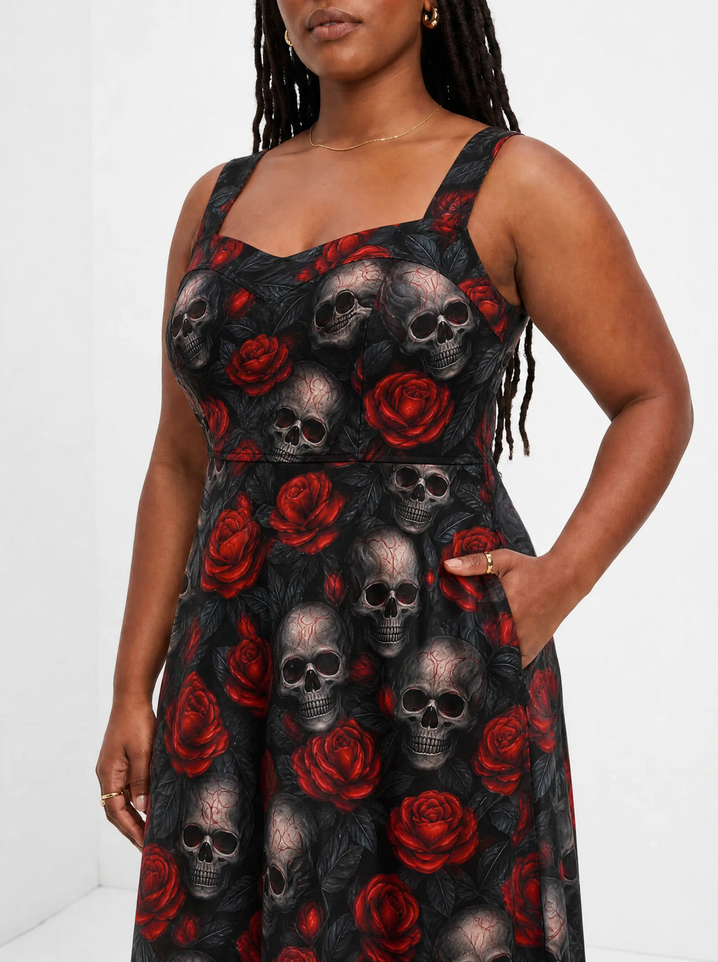 "Uchawi" Corset Dress — close-up of the bodice and the in-seam side pocket