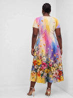 "Uchoraji" Sweetheart Midi Dress — back view on model