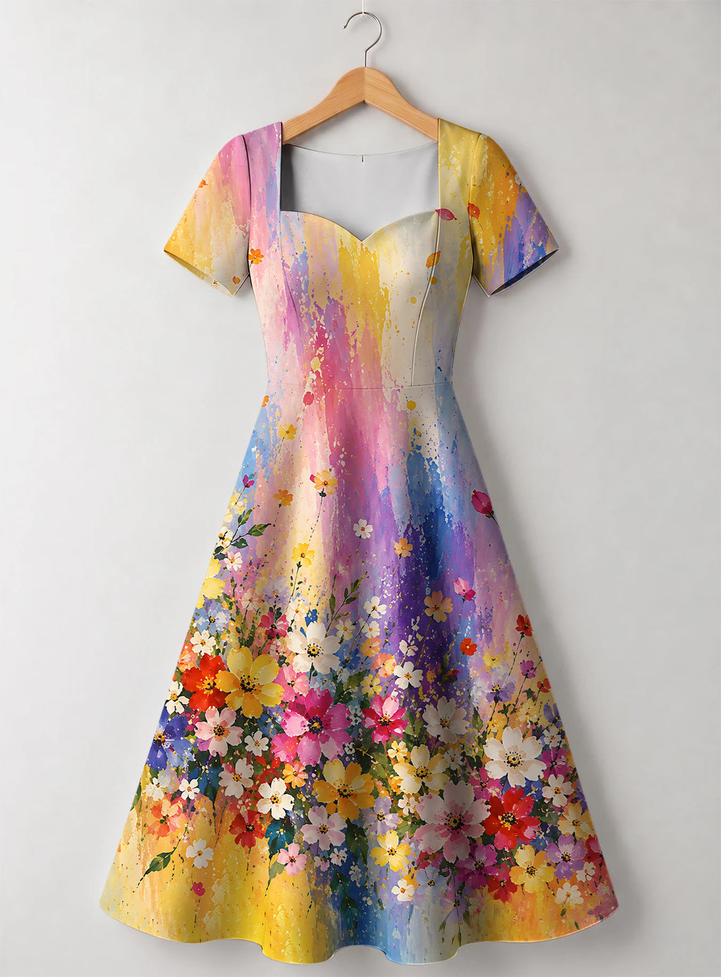 "Uchoraji" Sweetheart Midi Dress — front view