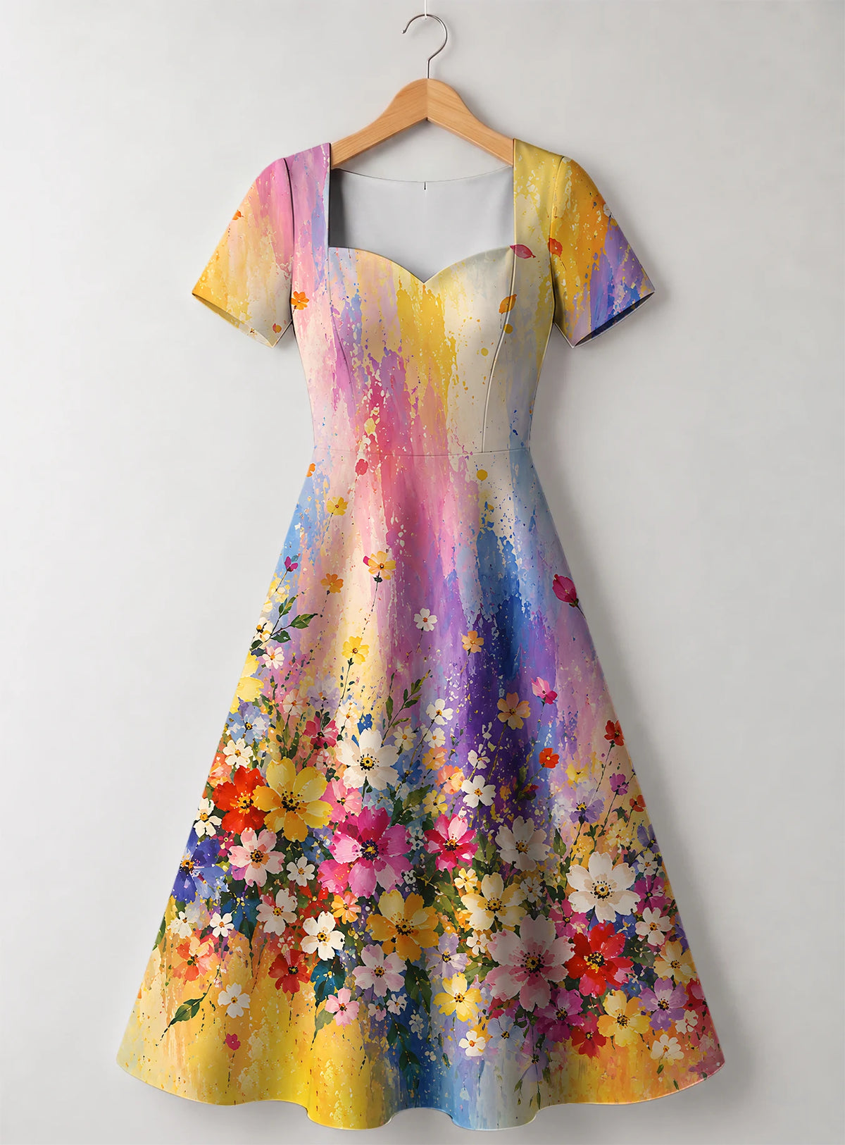 "Uchoraji" Sweetheart Midi Dress — front view