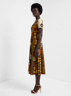 "Ufundi" Sweetheart Midi Dress — side view on model