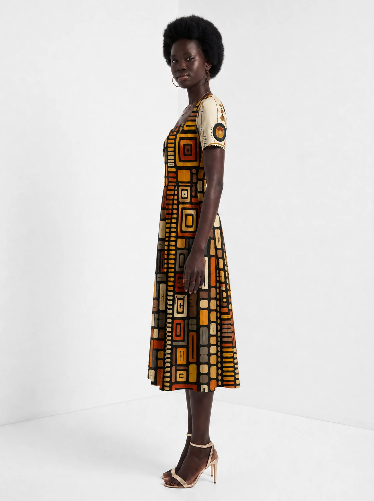 "Ufundi" Sweetheart Midi Dress — side view on model