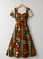 "Ufundi" Sweetheart Midi Dress — front flat
