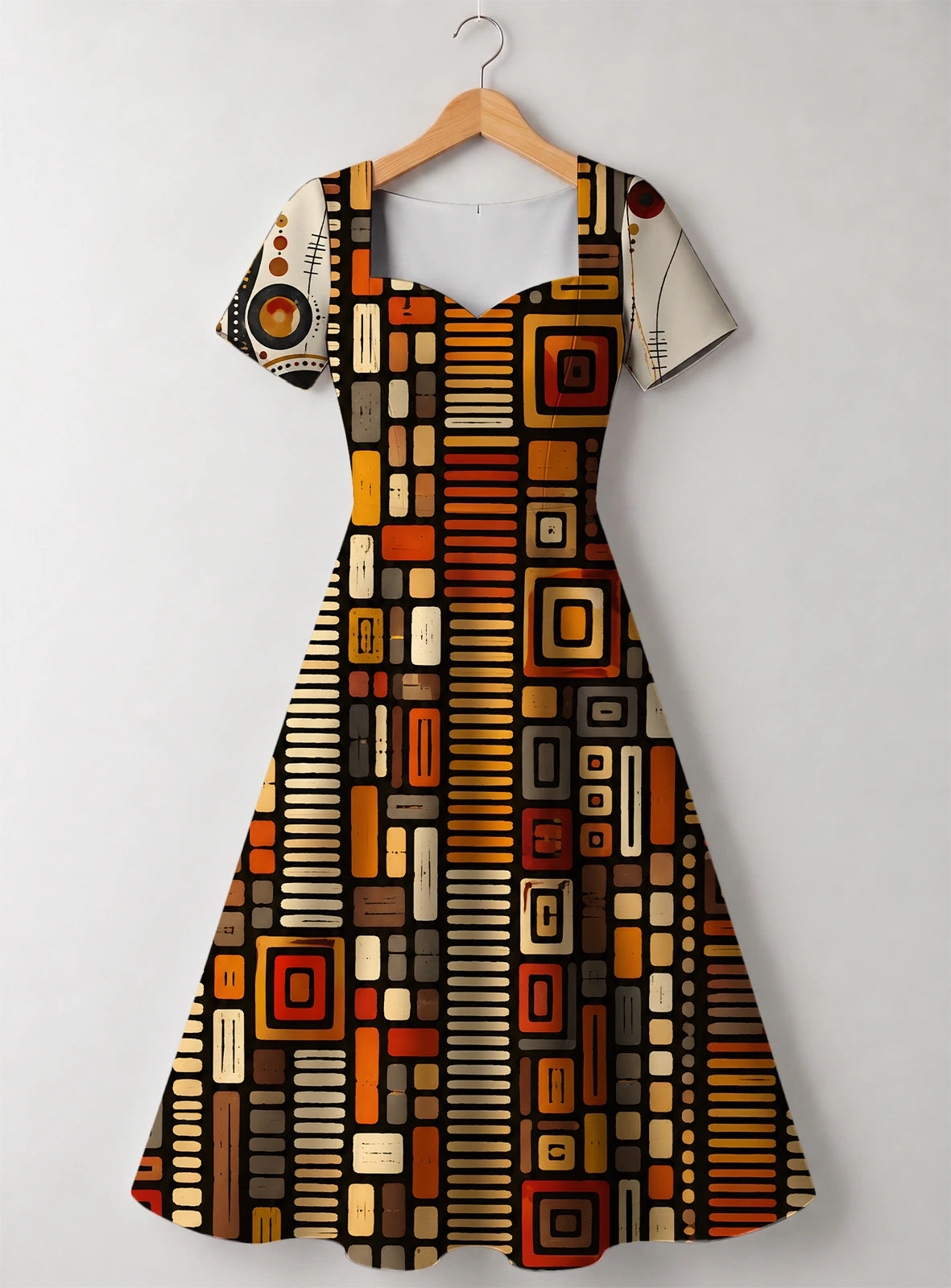 "Ufundi" Sweetheart Midi Dress — front flat