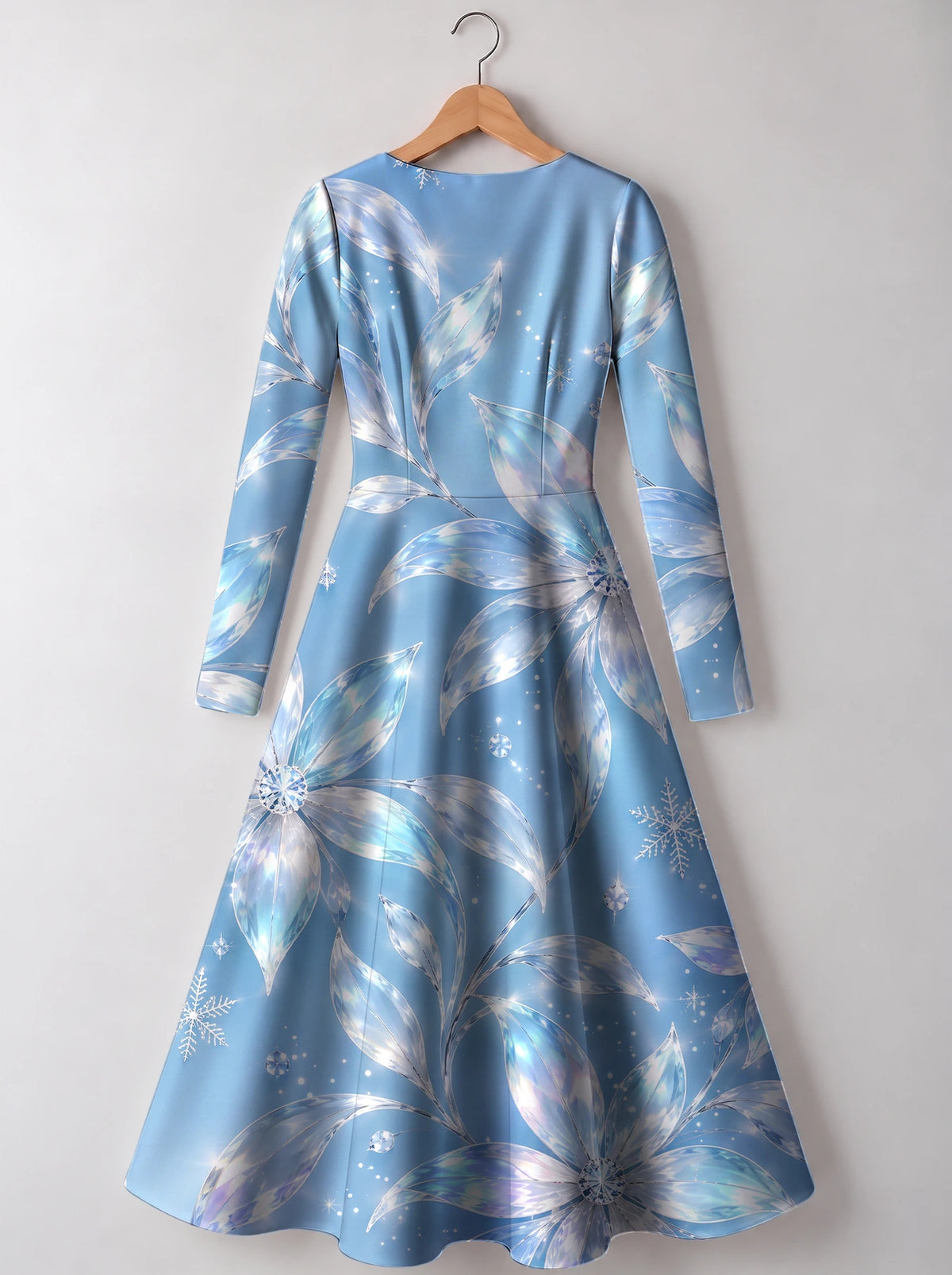 "Umande" Long Sleeve Sweetheart Midi Dress — back view