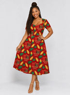 "Umoja" Sweetheart Midi Dress — front view on model