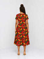 "Umoja" Sweetheart Midi Dress — back view on model