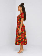 "Umoja" Sweetheart Midi Dress — side view on model