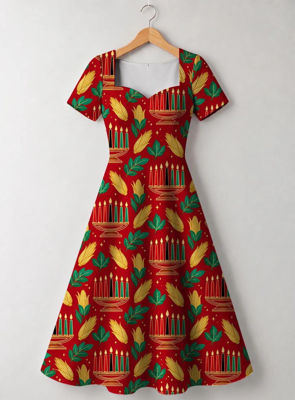 "Umoja" Sweetheart Midi Dress — front flat