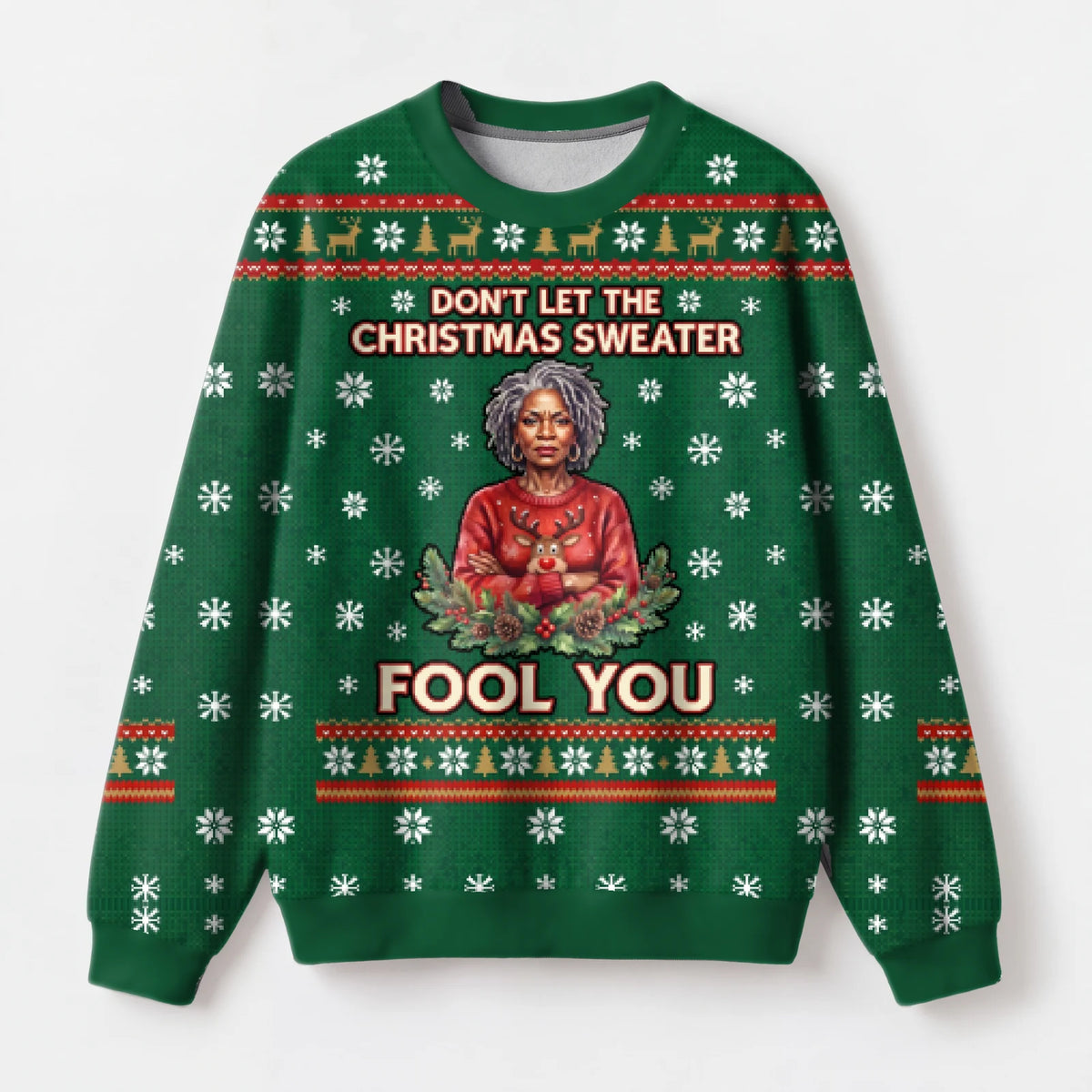 "Unbothered" Christmas Sweatshirt — front view