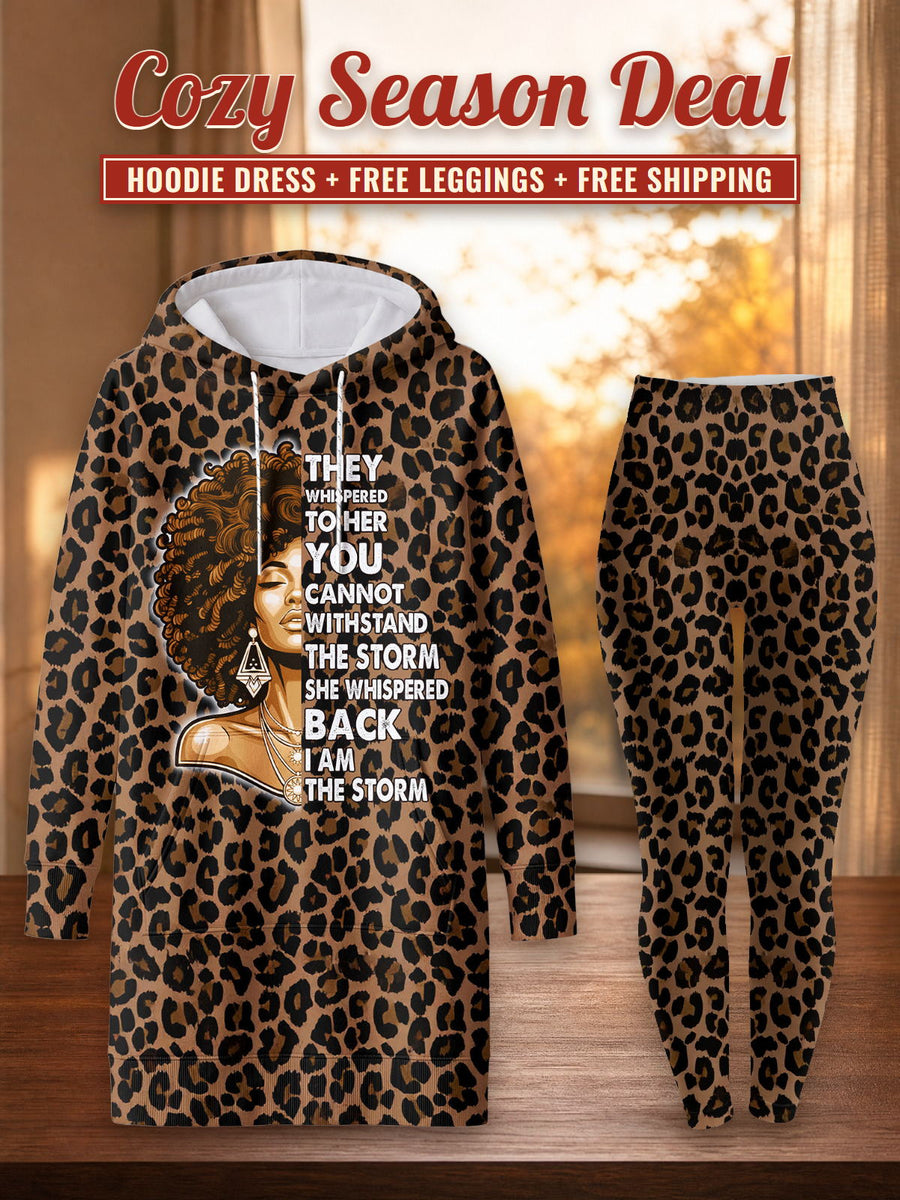 Unstoppable Brown Leopard hoodie dress and leggings, photo 1