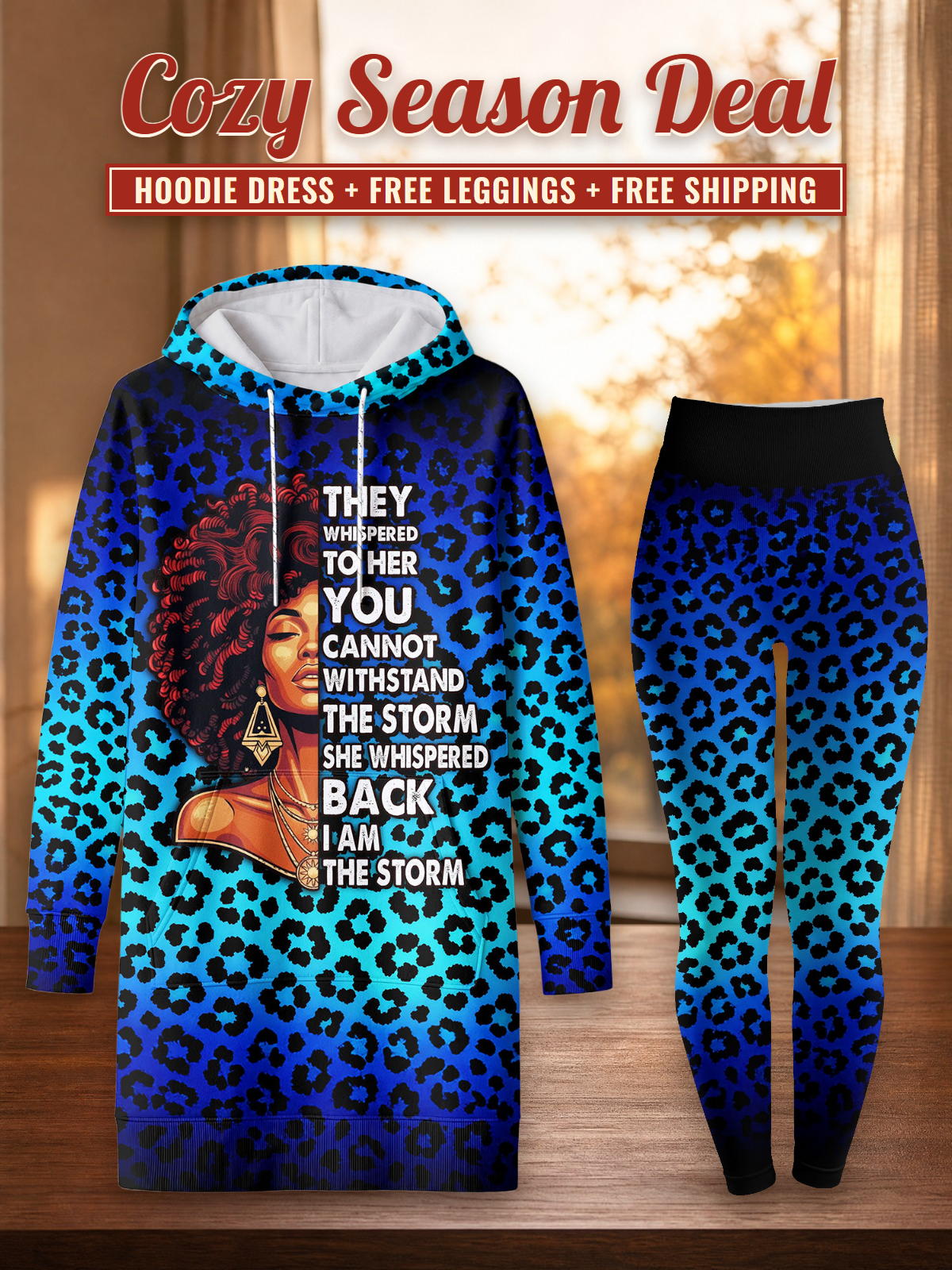 "Unstoppable" Sapphire Leopard Hoodie Dress & Leggings Deal – Cozy Season Deal: hoodie dress + free leggings + free shipping