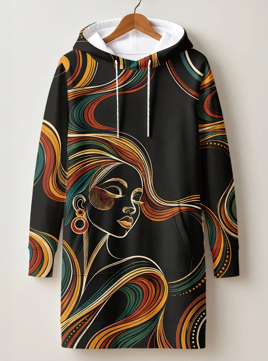 "Upepo" Hoodie Dress — front flat