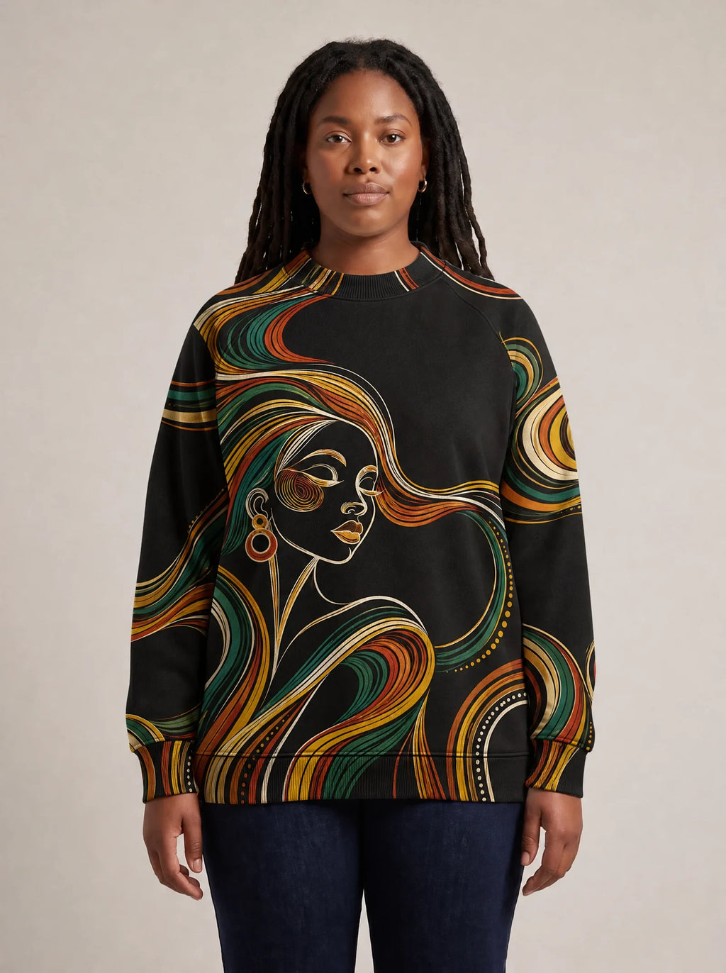 "Upepo" Sweatshirt — front view on model