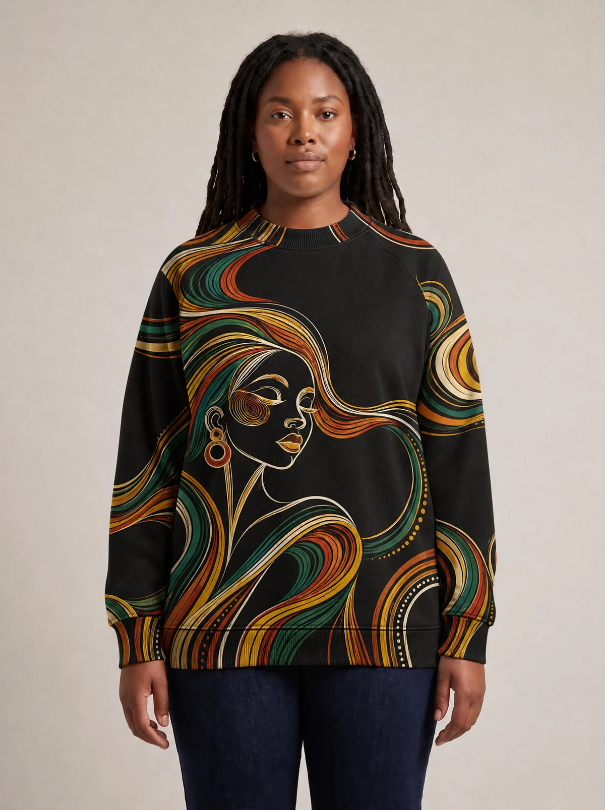 "Upepo" Sweatshirt — front view on model