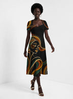 "Upepo" Sweetheart Midi Dress — front view on model