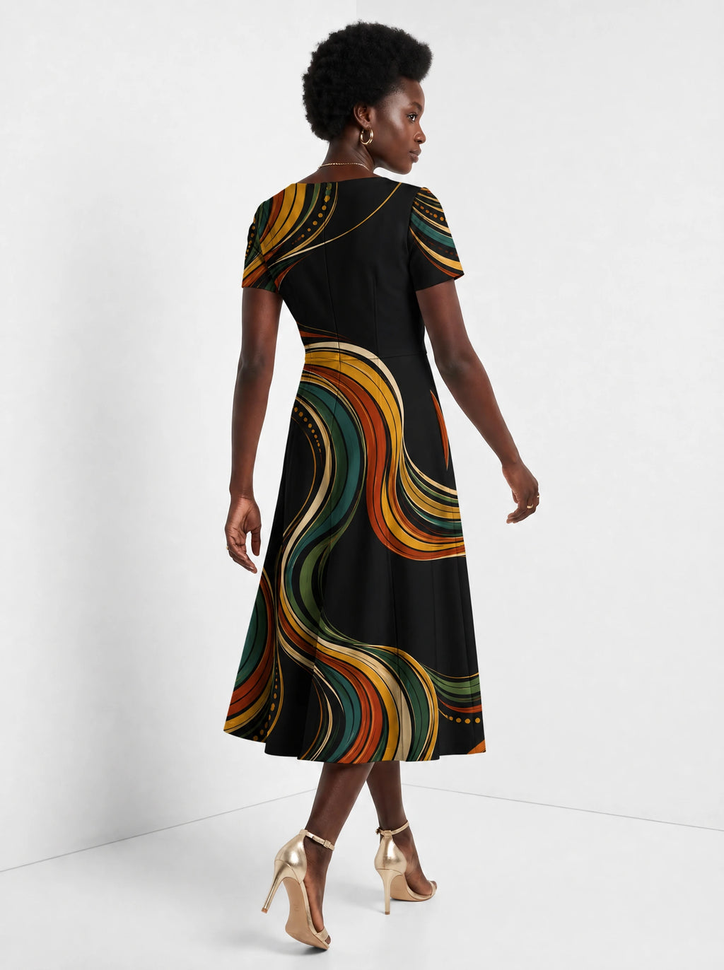 "Upepo" Sweetheart Midi Dress — back view on model