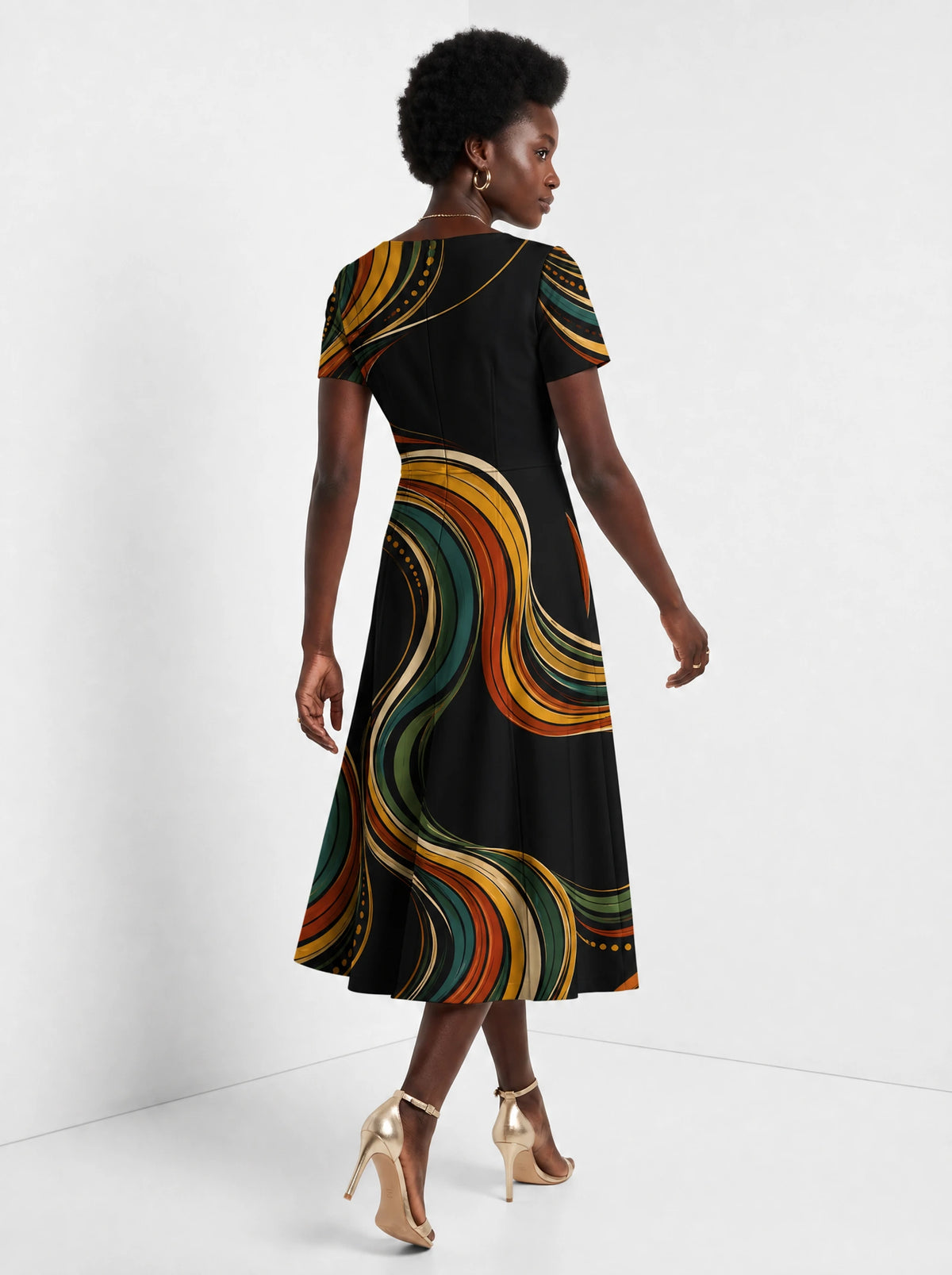 "Upepo" Sweetheart Midi Dress — back view on model