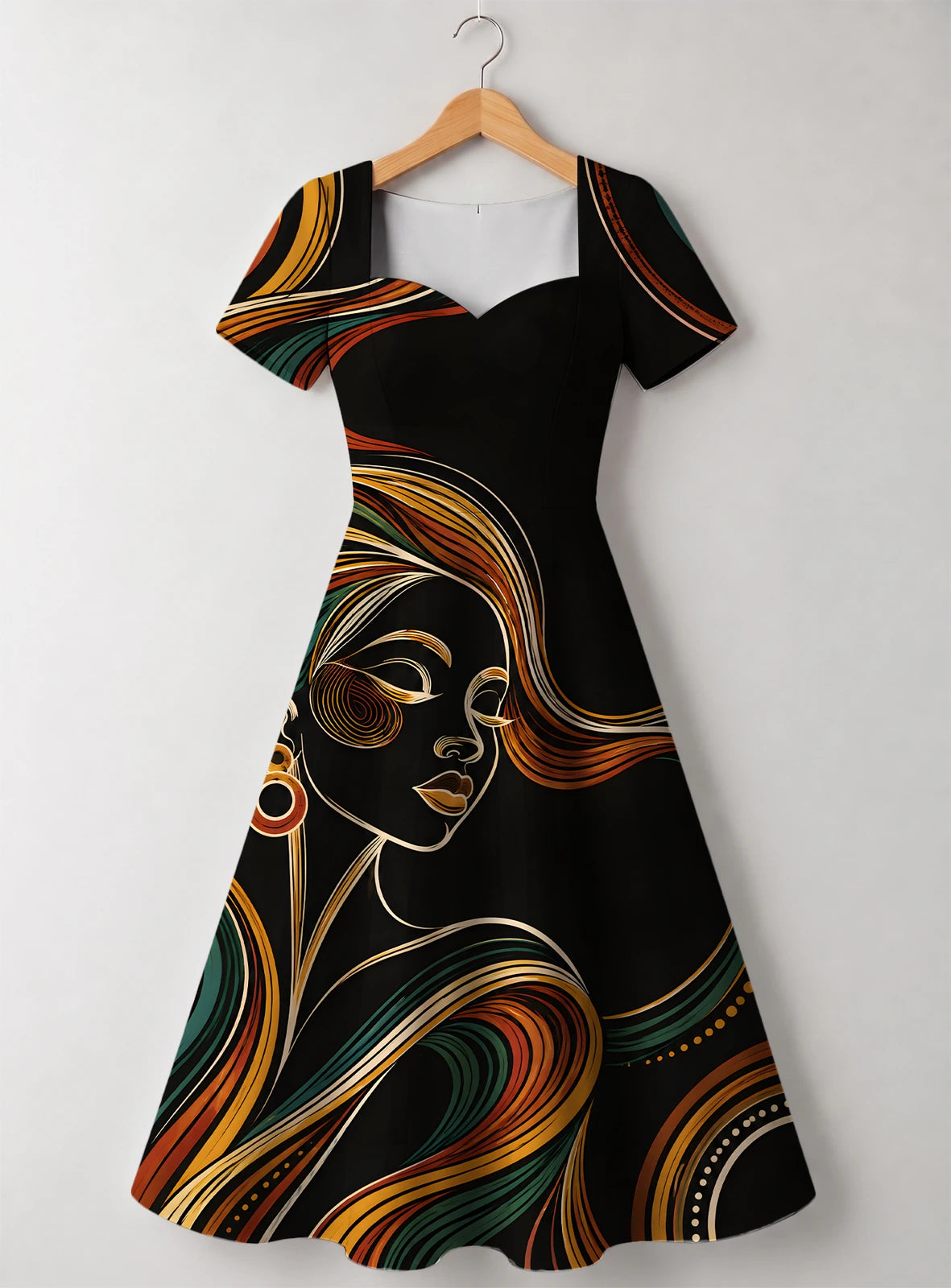 "Upepo" Sweetheart Midi Dress — front flat