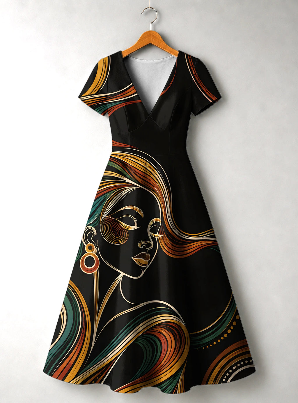 "Upepo" V Neck Midi Dress Promo