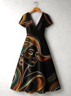 "Upepo" V Neck Midi Dress Promo