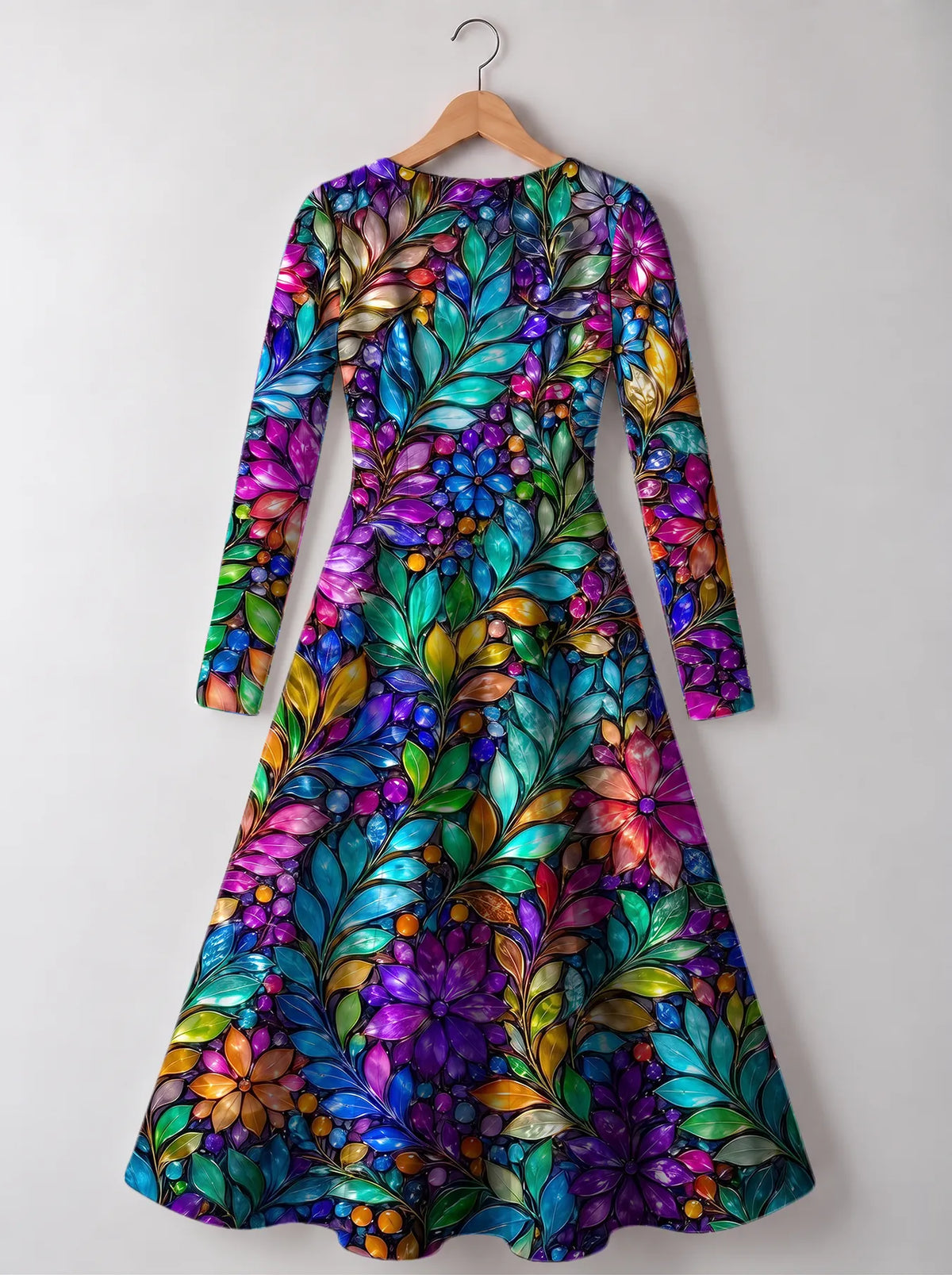 "Upinde" Long Sleeve Sweetheart Midi Dress — back view