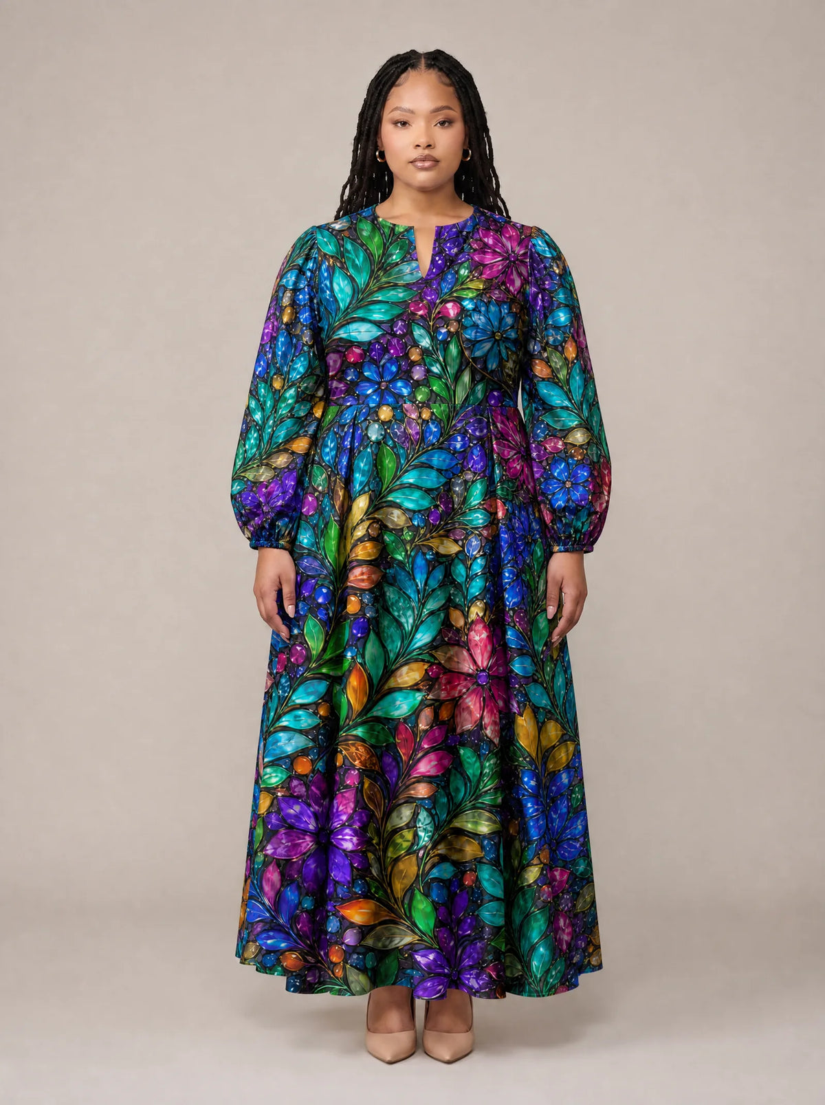 "Upinde" Puff Sleeve Maxi Dress