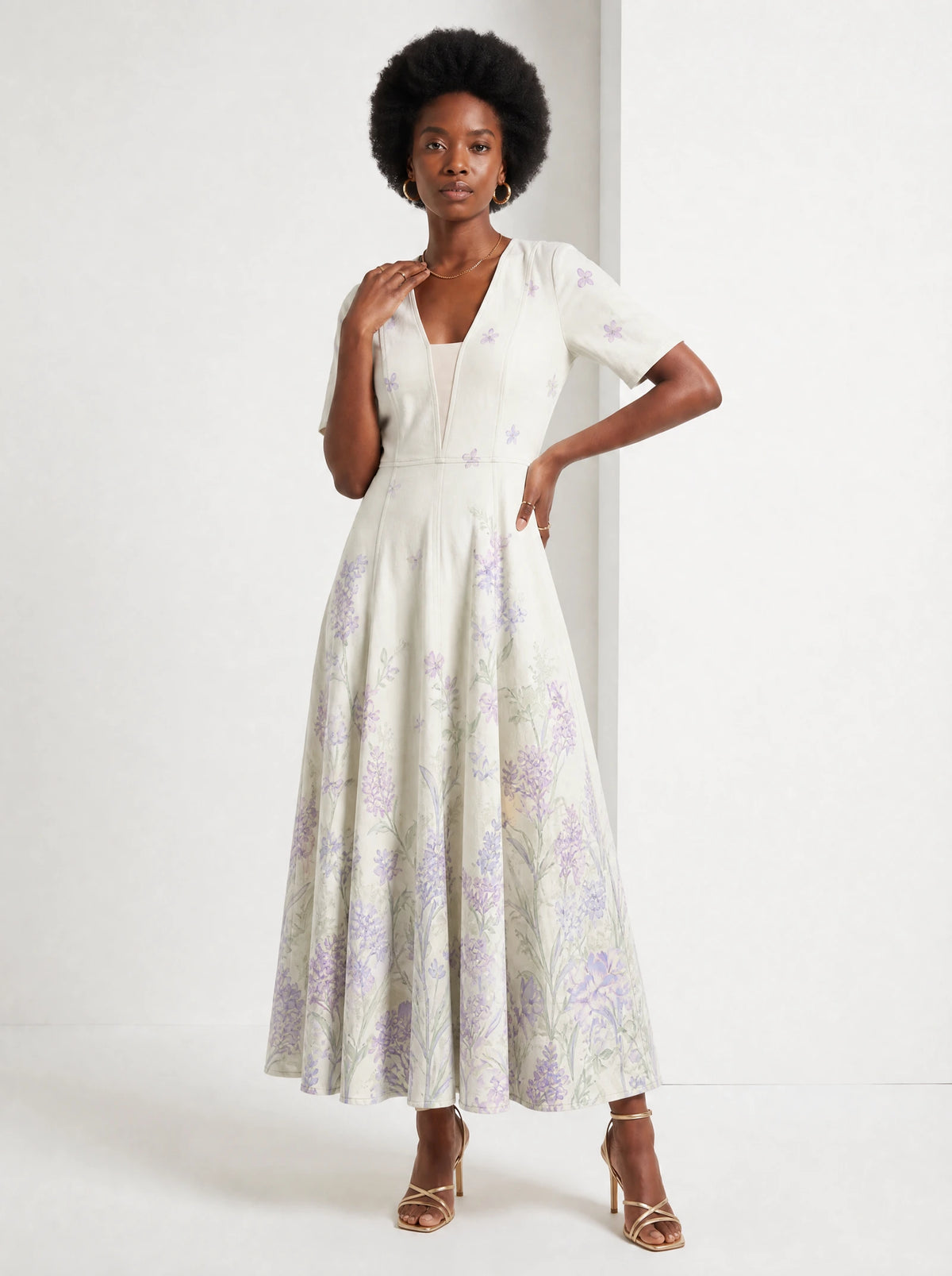 "Urujuani" Short Sleeve Maxi Dress — front