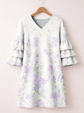 "Urujuani" Stacked Ruffle Sleeve Dress